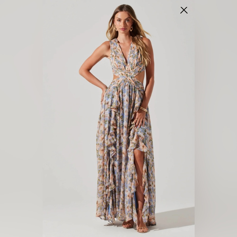 Astr Multicolor Backless Maxi Dress